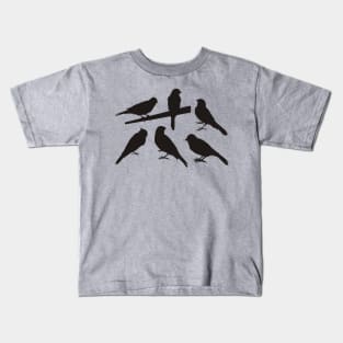 Singing Pet Bird Silhouettes Black Kids T-Shirt